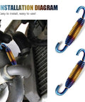 Two Pack Ride Ready Motorcycle Exhaust Springs 40mm To 60mm Universal Stainless Steel Reinforced Spring Hooks Multicolor Blue