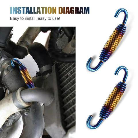 Two Pack Ride Ready Motorcycle Exhaust Springs 40mm To 60mm Universal Stainless Steel Reinforced Spring Hooks Multicolor Blue