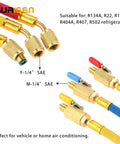 R134A R410A R22 R12 Air Conditioning Charging Hoses And Ball Valve Set With One Quarter Inch SAE Thread For HVAC Manifold Gauge