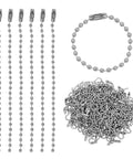 Bulk Silver Bead Ball Chains 200 Pieces For Keychains And DIY Projects, 4 Inch Length, Nickel Plated Rust Resistant Links, 0.07 Inch Bead Diameter, Durable And Flexible Chains For Crafts Jewelry Making grouped and looped