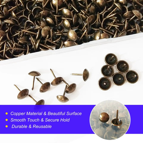 Top Shelf Heavy Duty Upholstery Tacks For Sofa And Furniture 400 Piece Pack Slick Brass Finish 7 16 Inch Heads in copper material.  
