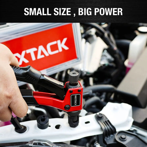 Person using a rivnut tool with Pro Grade Heavy Duty M3 And M4 Mandrel Tips And Nosepiece Set on a car engine