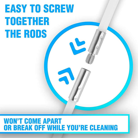 40 Foot Dryer Vent Cleaner Kit Pro Grade Lint Remover With Reusable Nylon Brush showing rod attachment detail