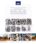 600 Piece M2 Stainless Steel Spring Washer Assortment Kit Lock Split Washers For Vibration Resistance And Tight Fit In Machinery And Equipment DIY Friendly Kit Pro, 304 case