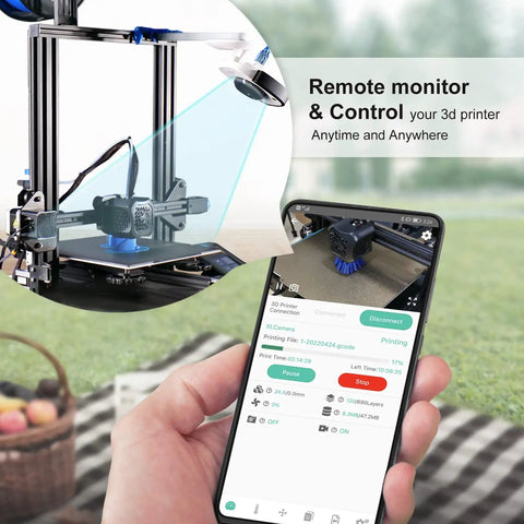 Zero Hassle 3D Printer Wifi Camera With Remote App Control And Auto Timelapse Capture Includes 32GB Memory SD Card For Creality Ender 3 Remote Monitoring Setup That Goes Down Smooth Daily