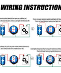 Wiring instructions for Rugged 12V Latching Push Button Switch 1NO1NC SPDT, Blue LED Power Light, showing connections for on/off setup.