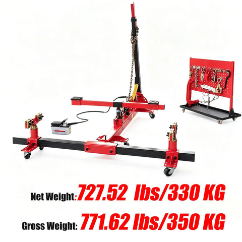 Auto Body Frame Straightener With 3 Ton Air Jack, red metal frame puller tool for collision repair, 727.52 lbs net weight