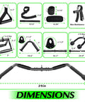 Lat Pulldown Attachments Set For Home Gym With Curl Pulldown Bar dimensions and features, including tricep rope and V bar.