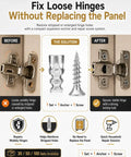 Fix Wobbly Cabinet Doors Fast With These 6x14mm Metal Expansion Screw Shrink Kit For Saggy Hinges Heavy Duty Thread Repair Tool That Stops Stripped Hardware And Locks Things Tight No Glue Needed. before and after cabinet hinge repair, 6x14mm metal anchor and screw