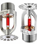 4 Pack Pendent Fire Sprinkler Heads 1/2 Inch NPT 155F Fast Response Copper Chrome K80 Automatic safety system with red glass bulb.