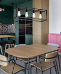 Modern Rectangle Black 4 Light Pendant For Dining Room And Kitchen Island Lighting Fixture With Adjustable Height Chains