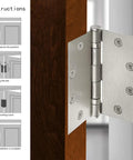 4.5 In Beefy Heavy Duty Ball Bearing Door Hinges Set Of 6 With Square Corner Nickel Finish For Ultra Smooth Quiet Operation On High Traffic Commercial And Residential Doors, stainless steel hinge on wood door