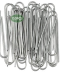 Six Inch Galvanized Garden Stakes 150 Pack, Heavy Duty Anti Rust Landscape Staples for Barrier Fabric, shown in pile.