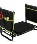 Heavy Duty Garden Kneeler And Seat with Thick 1.8 Inch EVA Foam Pad, foldable bench with two tool pouches, green.