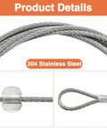 2 Pack 13.5 Foot Garage Door Cable Kit For 12 Foot Tall Doors With 1/8 Inch 304 Stainless Steel Wire 7x7 Construction Safety Cable 13