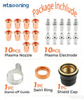 23 Pcs Plasma Cutting Torch Consumables Kit for IPT 40 IPT 60 PT 60 PT40 and MP Series with nozzles, electrodes, swirl ring, shield cap.