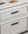 Matte Black Cabinet Handles 10 Pack 6 Inch Long Finger Pulls 96mm Center To Center Modern Kitchen Bathroom Hardware Includes Two Lengths Of M4 Screws For Easy Installation And Durable Use installed on white drawers