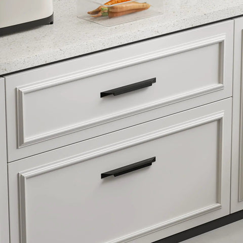 10 Pack Slick Matte Black Cabinet Handles 5 Inch Center To Center 128mm Finger Pulls Long Cabinet Pulls For Modern Kitchen