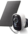 Outdoor Solar Magnetic Mount Security Camera Wireless 4MP Battery Powered With AI Motion Detection PIR Two Way Talk Spotlight Siren Alarm IP66 Weatherproof Cloud And SD Storage 2.4G WiFi Ready next to solar panel