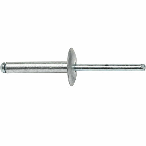Side view of Large Flange Pop Rivets 3/16 x 1 Inch, 50 Pack Aluminum Body Steel Mandrel, Heavy Duty Pro Grade Dome Head Blind Rivets