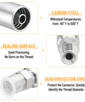 Racewill hydraulic hose fittings kit, 1/4 in NPTF male, carbon steel, head protection cover, 12-pack