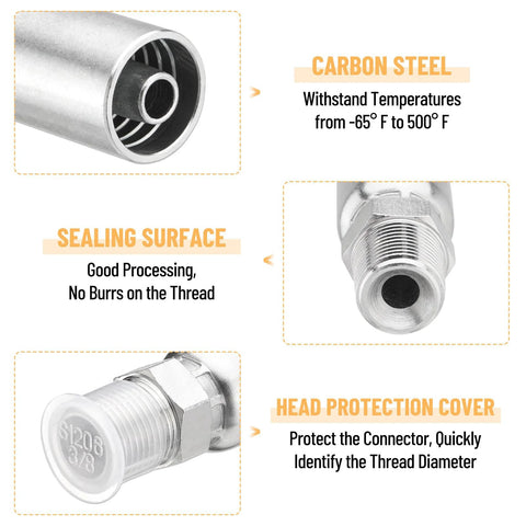 Racewill hydraulic hose fittings kit, 1/4 in NPTF male, carbon steel, head protection cover, 12-pack