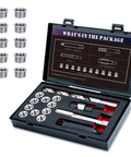 M12X1.5 Thread Repair Kit With Stainless Steel Inserts For Stronger Threads Includes Drill Tap Counterbore Install Driver And Ten Inserts In A Custom EVA Case For Quick Easy Repairs
