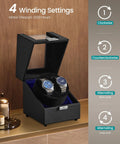 Automatic Double Watch Winder Box With No Fuss Quiet Motor LED Light USB C Powered Adjustable Pillow Locking Case For Automatic Watches 4 Winding Settings Great For Bedroom Or Desk Black