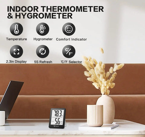 Digital Hygrometer Indoor Thermometer With 5 Second Refresh Ultra Accurate Temperature And Humidity Monitor in living room