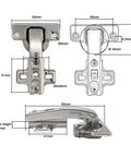 Heavy Duty Inset Blind Corner Hinges 95 Degree Opening 35 Mm Round Cup Steel Concealed Furniture Clips Pack Of Eight showing dimensions and design.