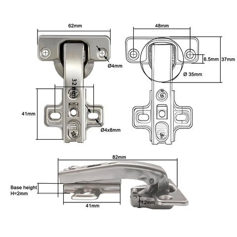 Heavy Duty Inset Blind Corner Hinges 95 Degree Opening 35 Mm Round Cup Steel Concealed Furniture Clips Pack Of Eight showing dimensions and design.