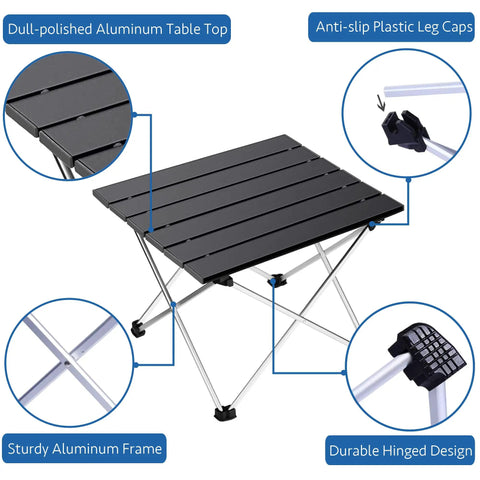 Portable Aluminum Camping Table With Foldable Aluminum Table Top And Stable Triangle Frame No Fuss Easy Carry For Outdoor Adventures