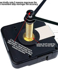 Quartz Long Shaft Clock Movement Kit For DIY Wall Clocks Easy Install, 31mm Shaft, 24.6mm Thread, Jump Second Mechanism, Replacement Clock Repair Part With Two Pairs Of Hands Included, showing installation instructions.