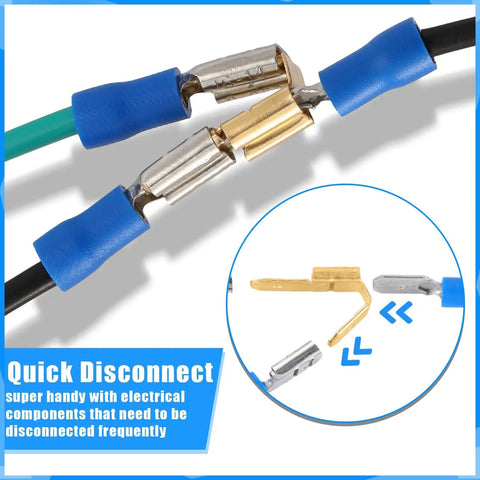 Piggyback Spade Connectors 25 Piece 3 Way Adapter Dual Male To Single Female Brass Quick Splice Crimp Terminals in use
