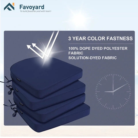 All Weather Outdoor Cozy Chair Cushions 19 By 19 By 2 Inches Set Of Four Waterproof Cushions For Patio Furniture, navy