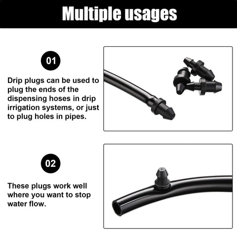 Drip Irrigation Plugs 1/4 Inch Tube Closure Goof Hole Plugs Irrigation Stopper For Garden And Lawn Black 150 Pieces usage guide