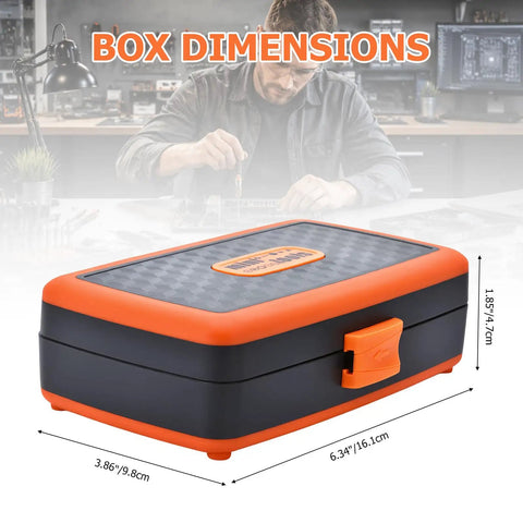 Box dimensions shown for 180 Degree Adjustable Ratchet Screwdriver And Wrench Set With Bit Kit Flexible Shaft Extension