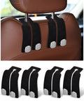 4 Pack Leather Car Headrest Hooks With Double Hooks Rotating 360 Degree Backseat Organizer Hangers For Purses And Bags