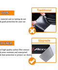 Comparison of door sill materials, highlighting thinner traditional protection versus thicker carbon fiber look guards for Honda Accord.