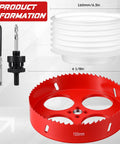 6-1/8 Inch Hole Saw Kit For Recessed Lights And Can Lights With Dust Bowl Dust Collection, drill cutter set with tools