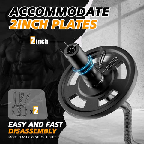 Ergonomic EZ Curl Bar For Home Gym Must Have, 47 Inch Bar With 2 Inch Weight Sleeves And Two Spring Collars, Heavy Duty