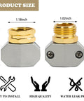 Product size details of Garden Hose Repair Kit With Aluminum Fittings, 1.18 inch and 1.02 inch connectors.