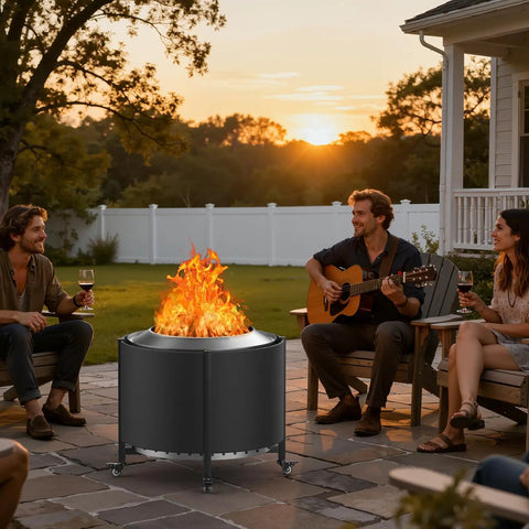 Fire Pit Surround Tabletop For Outdoor Solo Stove Bonfire And Wood Burning Use With Heat Resistant Fabric Wrap Sturdy Alloy Frame Keeps Pets Safe