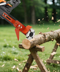 Knockout Chainsaw Mill Attachment And Log Debarker Peeler featuring four heavy duty blades cutting through a log outdoors.