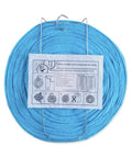 8 Inch Colorful Assorted Chinese And Japanese Hanging Paper Lanterns With Metal Frame, blue, folded with instructions