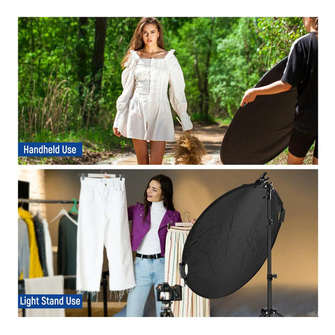 Go To 32 Inch 80cm Five In One Light Reflector Kit outdoors handheld and studio light stand use