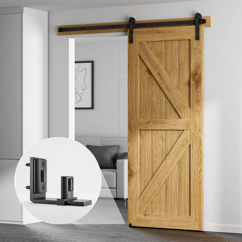 Sliding Barn Door Floor Guide With Adjustable Bottom Rollers, Double Nylon Wheels, Wall Mounted Black Finish, Built To Last Heavy Duty Steel Frame For 1 To 2 Inch Thick Doors, Smooth And Quiet Glide Across Your Home Or Office.