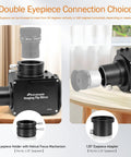 Double eyepiece connection choice showing 1.25 Inch Flip Mirror For Telescope With Eyepiece Adapter And Camera Attachment.