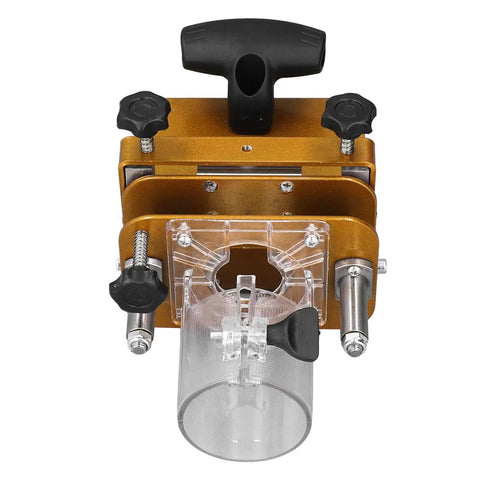 Heavy Duty Stainless Steel Router Mortise And Tenon Jig Precision Woodworking Slotting Fixture top view showing clear base and adjustable handles