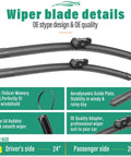 Porsche Macan Wiper Blade Set 24 Inch Front, 20 Inch Front, 15 Inch Rear - Premium All Weather OEM Quality, details and features